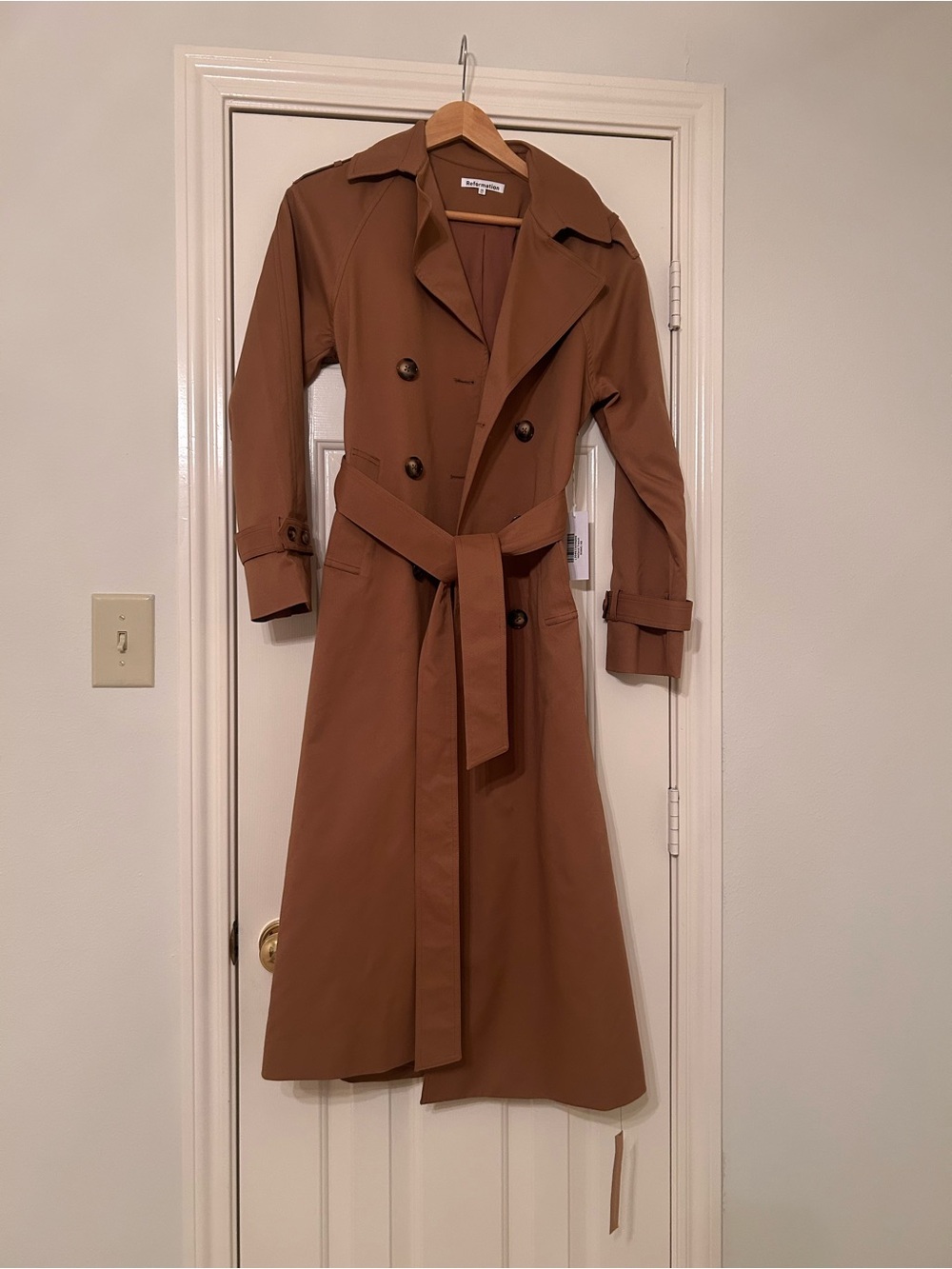 Reformation Holland Trench Coat in Khaki
